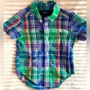 Ralph Lauren Short Sleeve Plaid Button Down Dress Shirt Size 3T